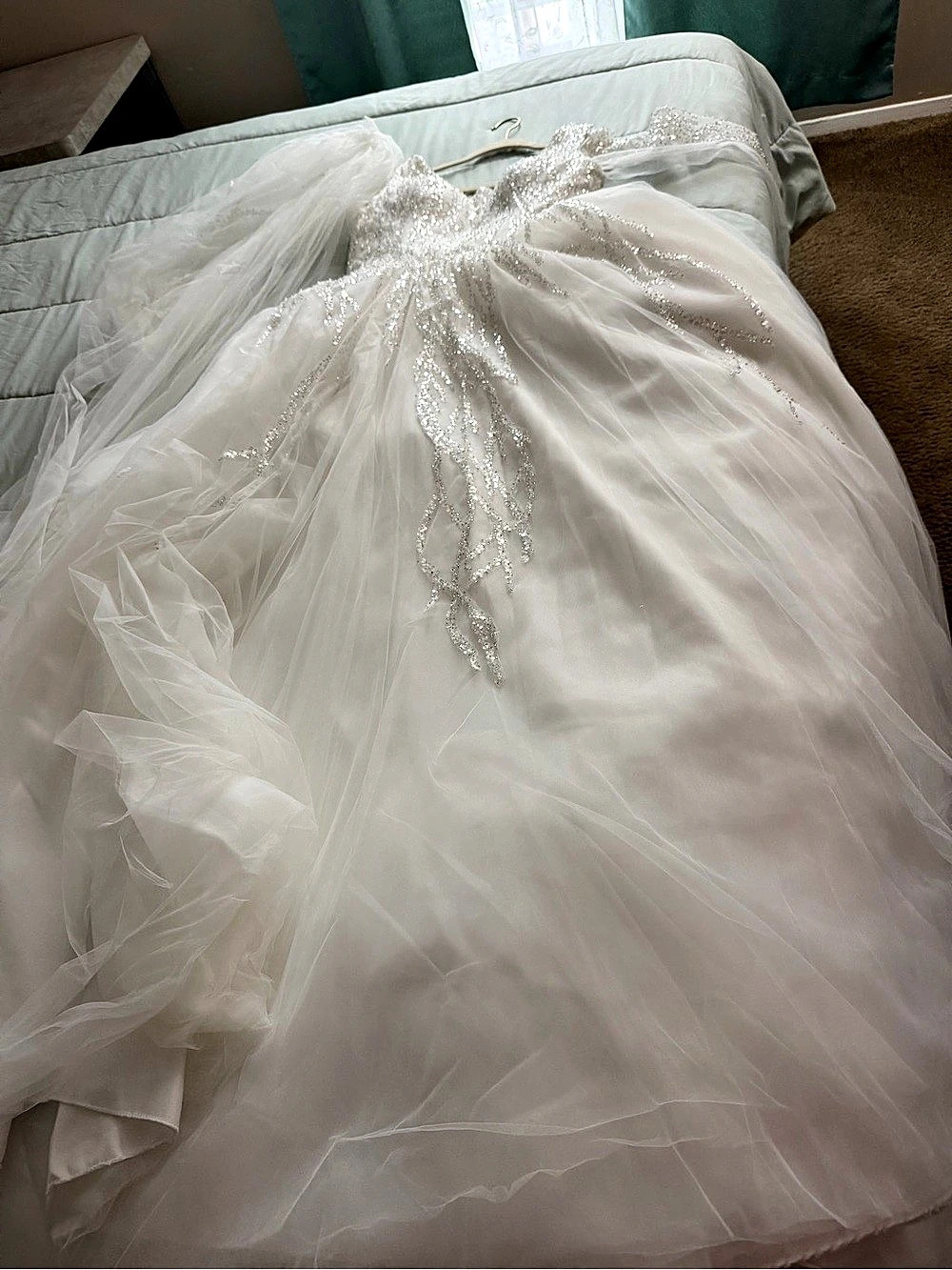 Beaded Tulle Wedding Gown in White